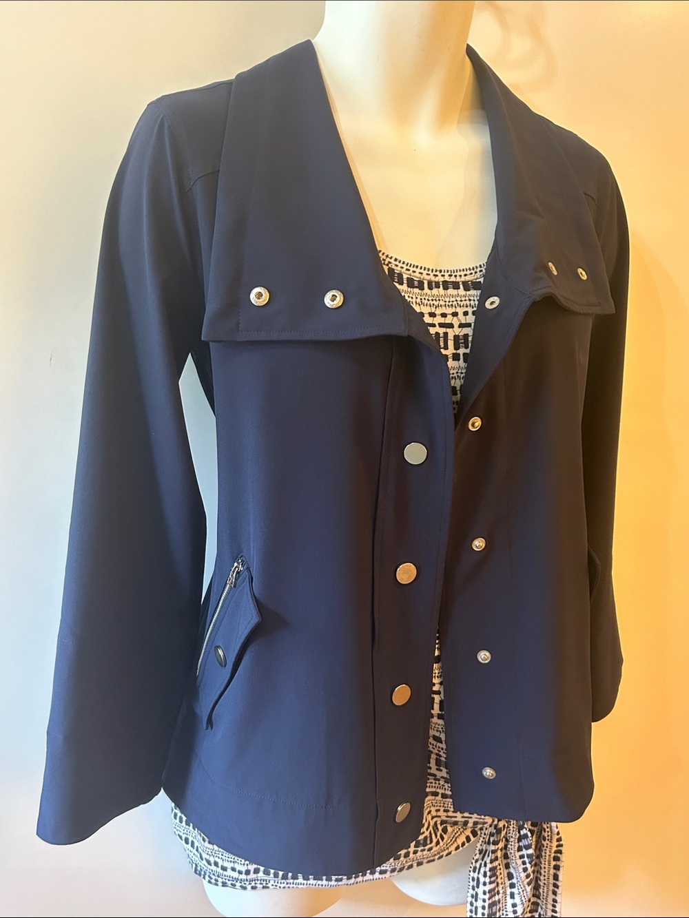 Zenergy by Chico's SZ S Navy Activewear Jacket Closet Staple Utility Sporty Gym